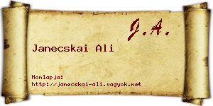 Janecskai Ali névjegykártya